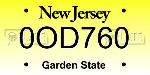 0OD760 New Jersey License Plate