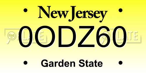 0ODZ60 New Jersey License Plate