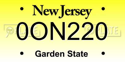 0ON220 New Jersey License Plate