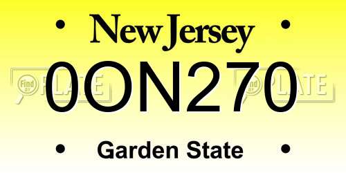 0ON270 New Jersey License Plate
