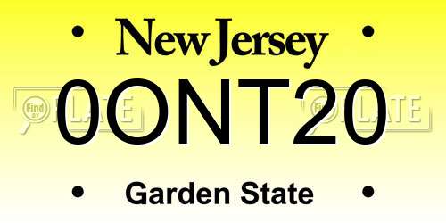 0ONT20 New Jersey License Plate