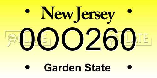 0OO260 New Jersey License Plate