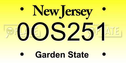 0OS251 New Jersey License Plate