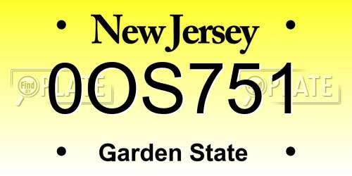 0OS751 New Jersey License Plate