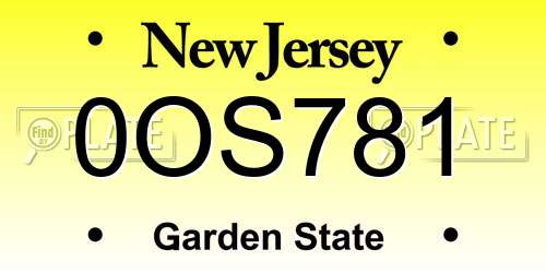 0OS781 New Jersey License Plate