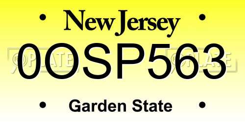 0OSP563 New Jersey License Plate