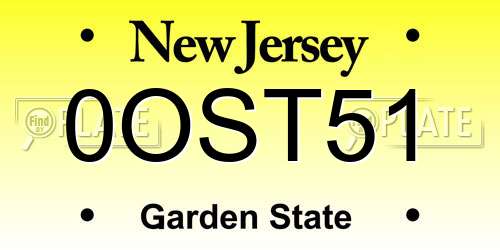 0OST51 New Jersey License Plate