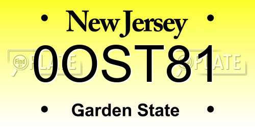 0OST81 New Jersey License Plate
