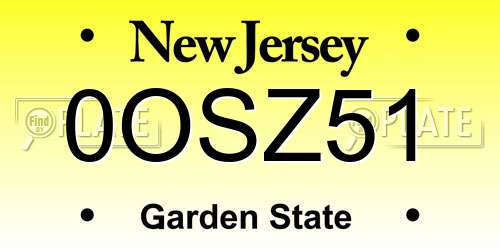 0OSZ51 New Jersey License Plate