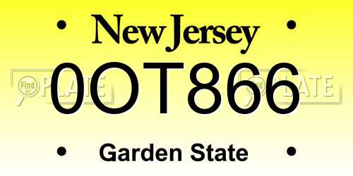 0OT866 New Jersey License Plate