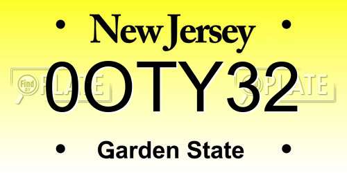 0OTY32 New Jersey License Plate