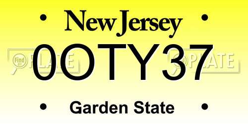 0OTY37 New Jersey License Plate