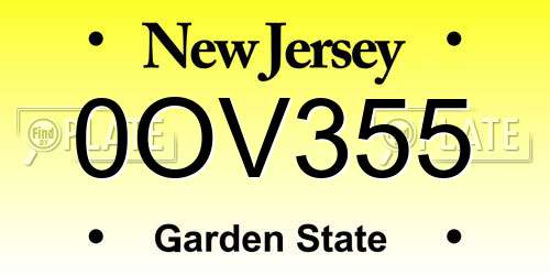 0OV355 New Jersey License Plate