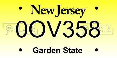 0OV358 New Jersey License Plate