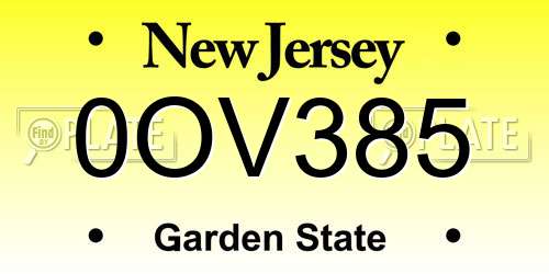 0OV385 New Jersey License Plate