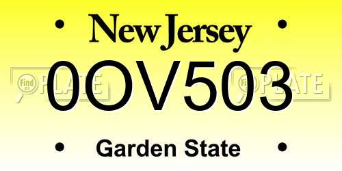0OV503 New Jersey License Plate