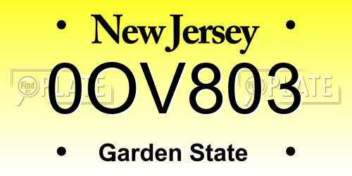 0OV803 New Jersey License Plate