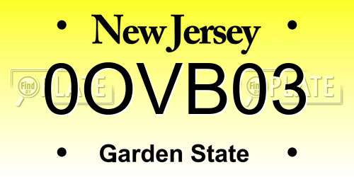 0OVB03 New Jersey License Plate
