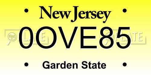 0OVE85 New Jersey License Plate