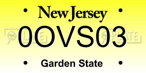0OVS03 New Jersey License Plate