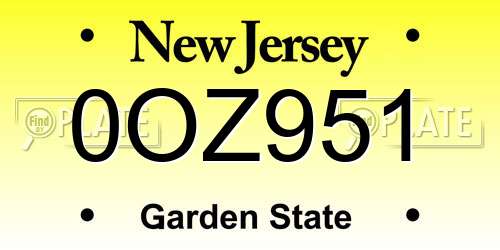 0OZ951 New Jersey License Plate