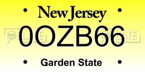 0OZB66 New Jersey License Plate