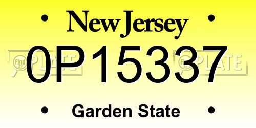 0P15337 New Jersey License Plate
