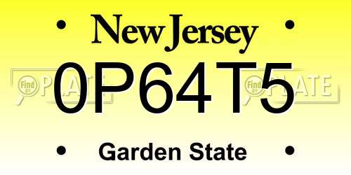 0P64T5 New Jersey License Plate