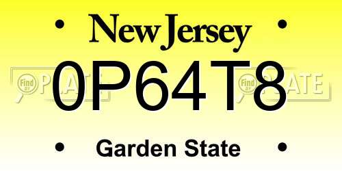 0P64T8 New Jersey License Plate