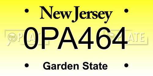 0PA464 New Jersey License Plate