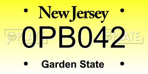 0PB042 New Jersey License Plate