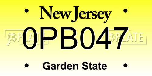 0PB047 New Jersey License Plate