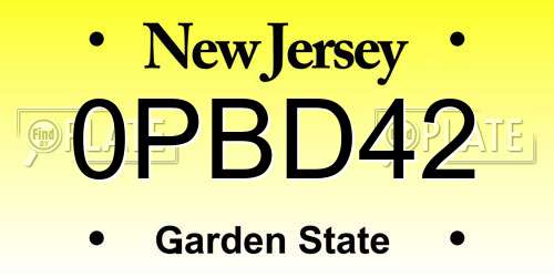 0PBD42 New Jersey License Plate