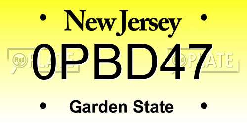 0PBD47 New Jersey License Plate