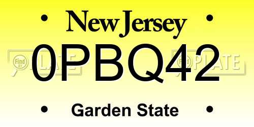0PBQ42 New Jersey License Plate