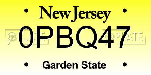 0PBQ47 New Jersey License Plate