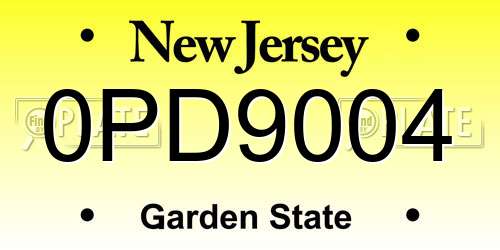 0PD9004 New Jersey License Plate