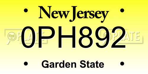 0PH892 New Jersey License Plate