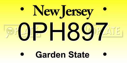 0PH897 New Jersey License Plate