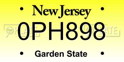 0PH898 New Jersey License Plate