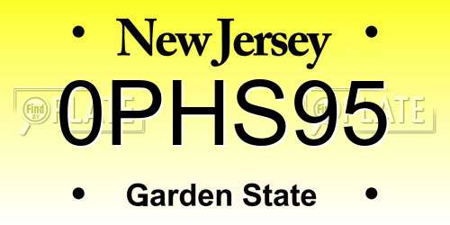 0PHS95 New Jersey License Plate