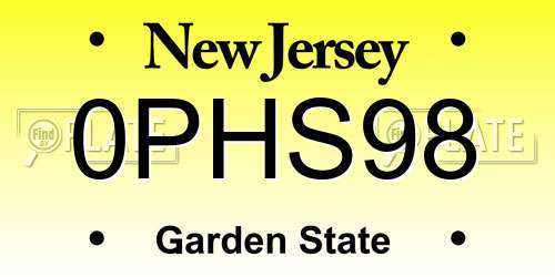 0PHS98 New Jersey License Plate