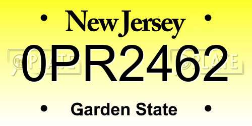 0PR2462 New Jersey License Plate
