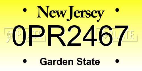 0PR2467 New Jersey License Plate