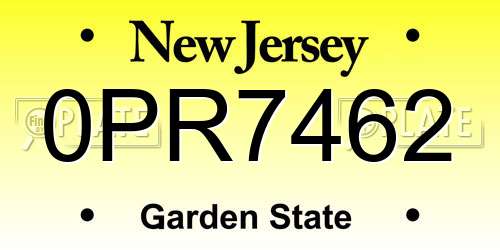 0PR7462 New Jersey License Plate