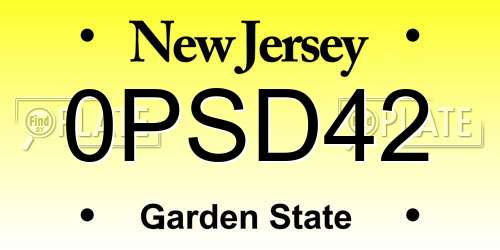 0PSD42 New Jersey License Plate