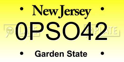 0PSO42 New Jersey License Plate