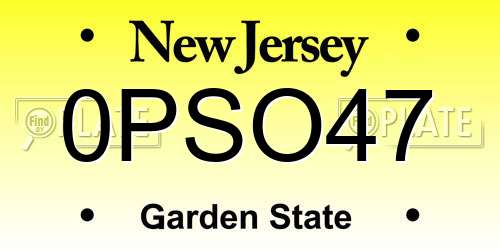 0PSO47 New Jersey License Plate