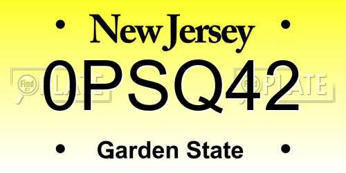 0PSQ42 New Jersey License Plate