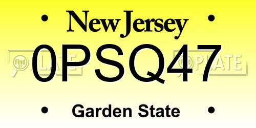 0PSQ47 New Jersey License Plate